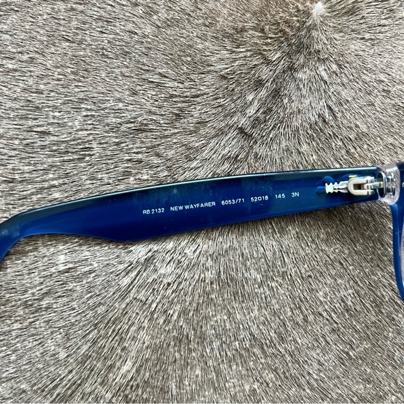 Ray-Ban New Wayfarer Men's Matte Blue Mirrored  Sunglasses RB-2132 - 6053/71 - Picture 6 of 7